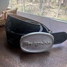 Snap-on Tools Leather Belt Buckle Chrome on Solid Brass SPP-509 Made in USA