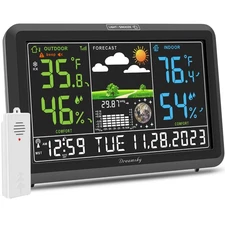 Weather Station Indoor Outdoor Thermometer Wireless with Digital Atomic Clock...