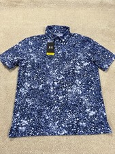 Under Armour Golf Shirt Mens Medium Playoff Polo 3.0 Performance Blue Stretch