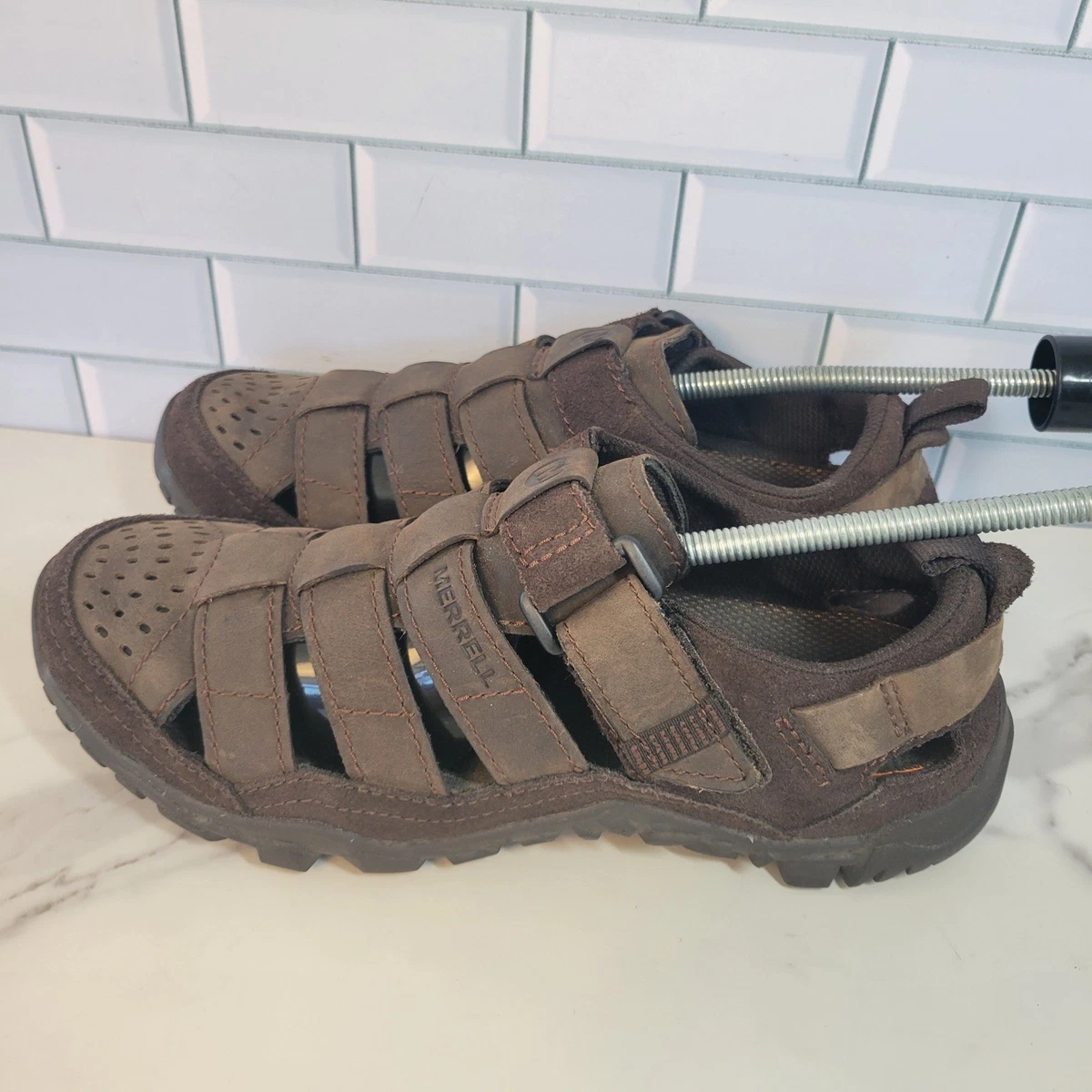Merrell Telluride Wrap Mens Sz. 13 Brown Clay Leather Fisherman Hiking Sandals Merrell Men main image 3