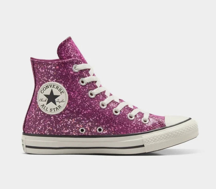 Converse Chuck Taylor All Star Hi Purple Glitter Shoe Women Sizes A11137C