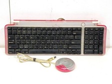 Apple USB Keyboard Mouse Strawberry Red iMac Power Mac M484 M2452 Tested Working