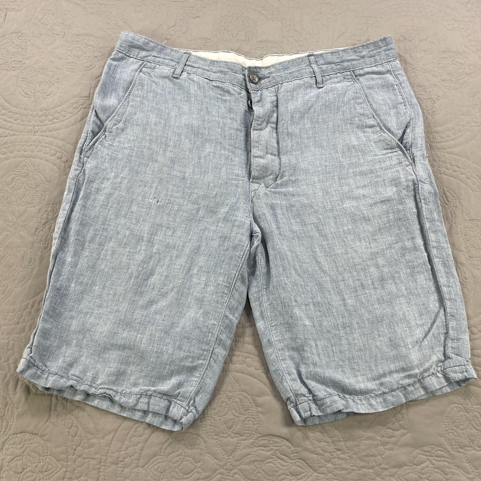 Levi Strauss Shorts Mens 33 Blue Linen Blend Lightweight Summer Chino