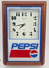 Vintage Pepsi Hanover Quartz Wall Clock Wood Frame Tested Works SEE NOTES