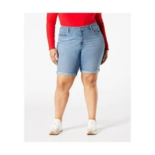 Denizen Levi's Women's Bermuda Shorts Blue Size 18W Mid Rise Cuffed Stretch NWT