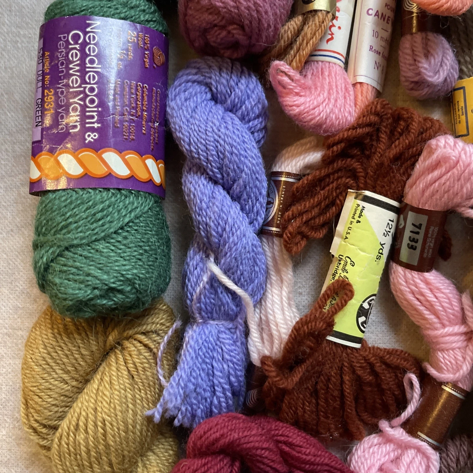Lot 60 Vintage Wicking Yarn Crewel Embroidery Thread Cards Cross Stitch 15 Oz image 7