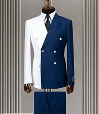 Men Suits Peak Lapel Double Breasted Slim Fit Wedding Tuxedo Groom Prom Business