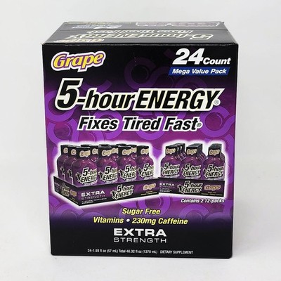 5-hour ENERGY Extra Strength 1.93 fl.oz Grape Flavor Drink 24 Pk Exp: 03/27