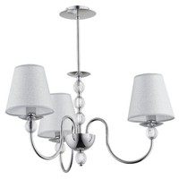 Deckenleuchte 3-Flammig Stoff Chrom Elegant E14 L:52 Cm Deckenlampe Schlafzimmer