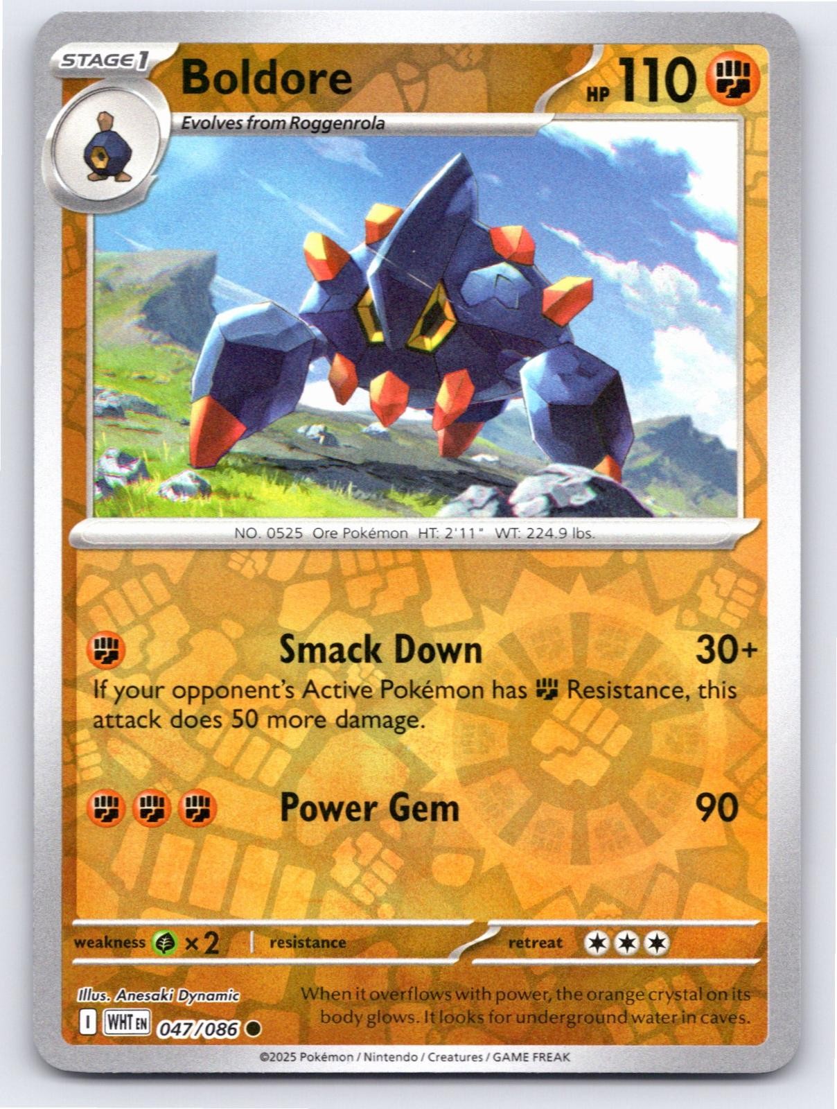 2025 POKEMON BOLDORE WHITE FLARE 047/086 REVERSE HOLO C NM A55483 FREE S&H