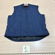 Men's Large Red Kap Navy Full Zip Quilt Lined Work Twill Canvas Vest VT22NV3