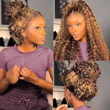 4/27 Curly Highlight Wig Human Hair Preplucked Lace Front Wig HD Brazilian Hair