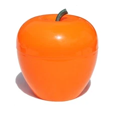 Seau à glaçons vintage / pomme plastique coloris orange pop