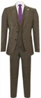 Mens Oak Brown 3 Piece Tweed Suit Vintage Harringbone 1920s Retro Peaky Blinders