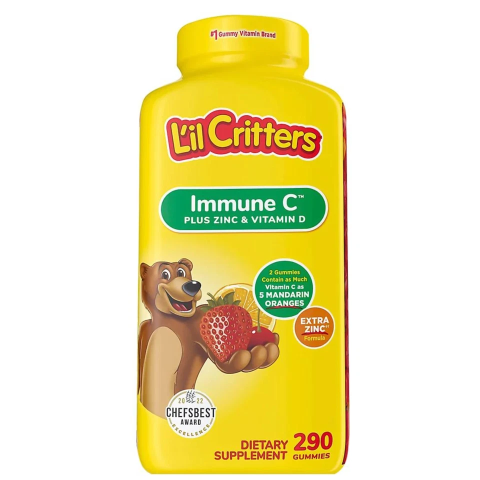 L'il Critters Immune C + Vitamina D + Zinc Suplemento Dietético para Niños 290 Gomas Foto 4 de 4