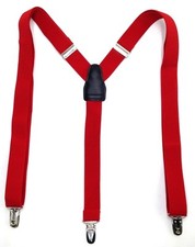  65 Alfani New Men'S Solid Red Skinny Stretch Elastic Clip-End Suspenders Braces