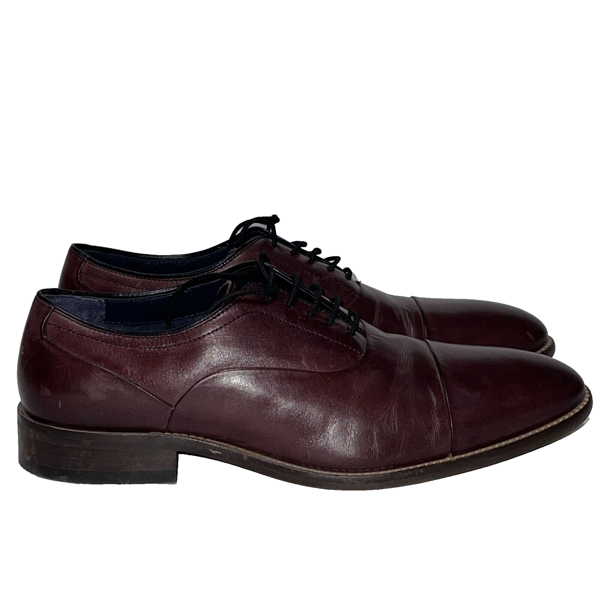Johnston & Murphy Burgundy Leather Cap Toe Oxfords Shoes  display picture 1