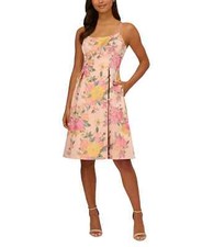 Adrianna Papell Womens Printed Fit Flare Ja Rose Multi 16