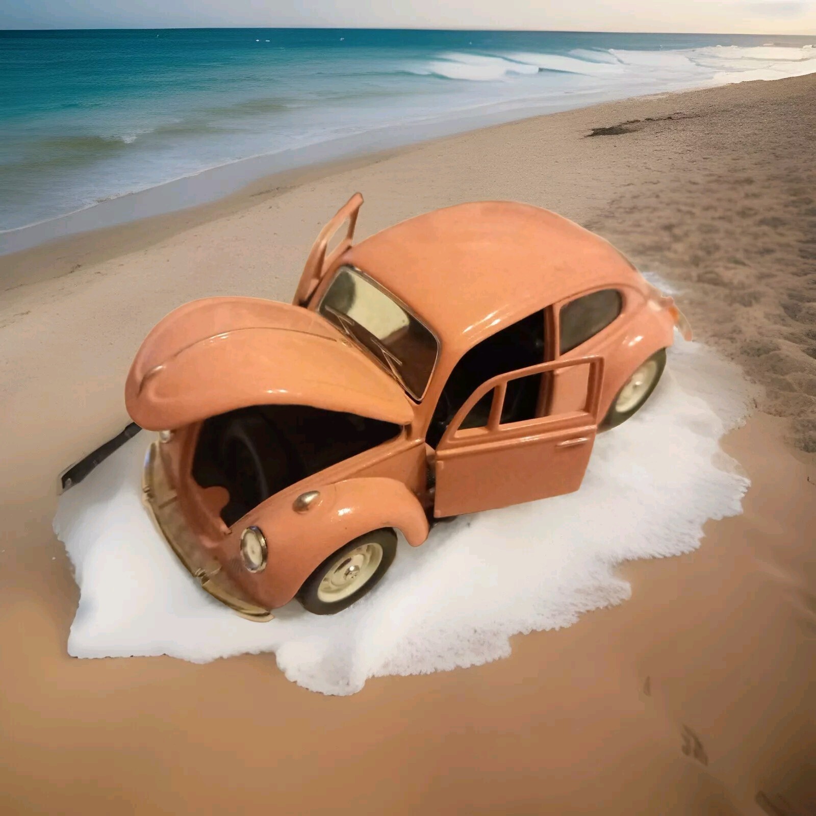 Retro Vintage 1:32scaleVW 1967 Classical Beetle Diecast Pull BackCar GiftToyCar