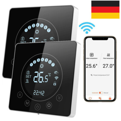 2Pcs LCD WiFi Thermostat Touchscreen Raumthermostat FußBodenheizung Wandheizung