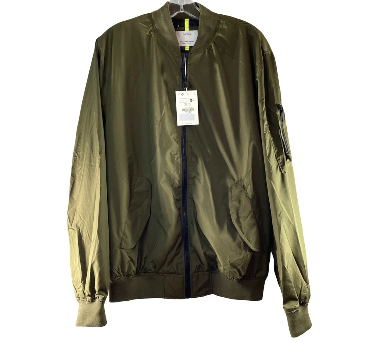 principal Cierto Noticias de última hora Bershka Mens Nylon Bomber Jacket Military Green Zip Pockets Lightweight XL  New | eBay