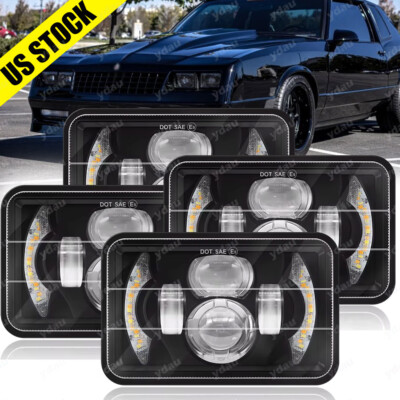 4PCS For 82-92 Chevrolet Camaro 4x6'' LED Headlights Hi-Lo Beam Turn Signal DRL