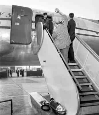 Radio writer and host Norman Corwin arrives in Los Angeles CA fr 1940s Photo 3