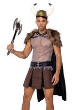 4 Pc Men's Valiant Viking Warrior Halloween Cosplay Costume