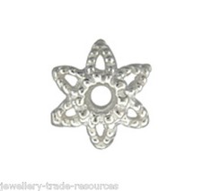 1x 925 sterling silver 9.6mm Round Star Bead Caps with 1.5mm Hole