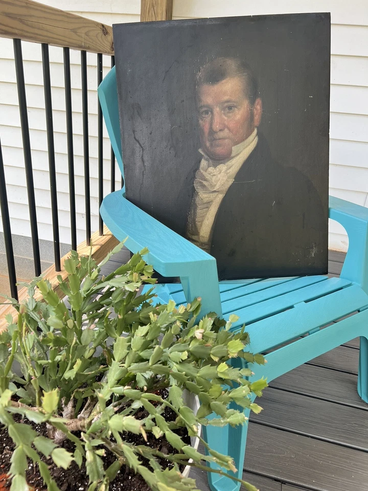 Antigua pintura retrato de un caballero por Francis Alexander Boston Misa Foto 4 de 4