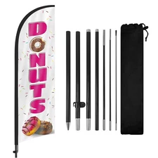 FSFLAG Donuts Feather Flag with Pole and Ground Stake 8Ft Fresh & Delicious Sign