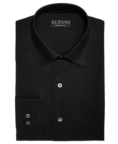 Alfani Mens Athletic Fit Diamond Print Dress Shirt, Men's, Size: 14-14.5 32/33, Black