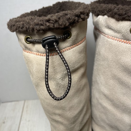 Lands End Size 9B Calf High Suede Leather Rubber Sole Sherpa Lined Winter Boots - Picture 5 of 15