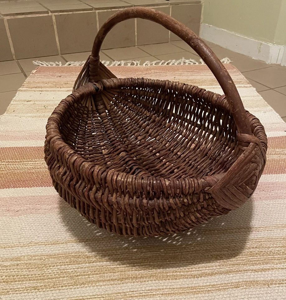 复古手工编织瓜形聚会篮 — 第 3/4 张图片