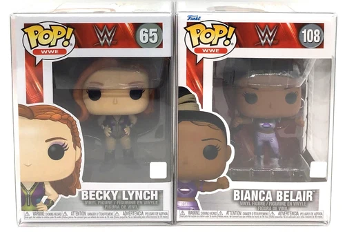 Funko Pop! WWE Becky Lynch #65 & Bianca Belair #108 Set of 2 with POP Protectors