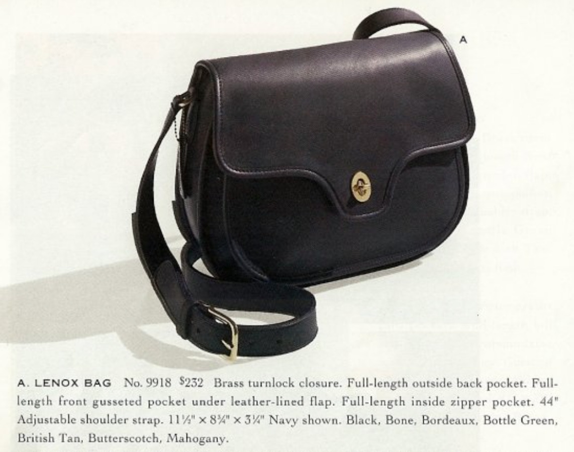 Coach Vintage - Lenox Crossbody Bag 9918, Black + Brass