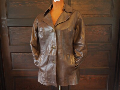 VTG 50s 60s Brown Lamb Leather Satin Lined Aleksander Norway Made