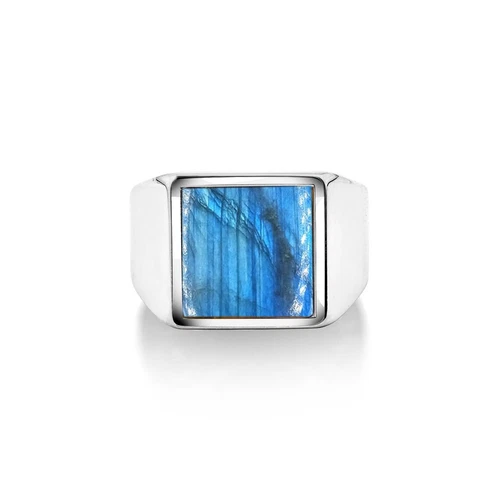Ottoman Labradorite 925 Silver Turkish Gemstone Handmade Signet Mens Ring MR#375