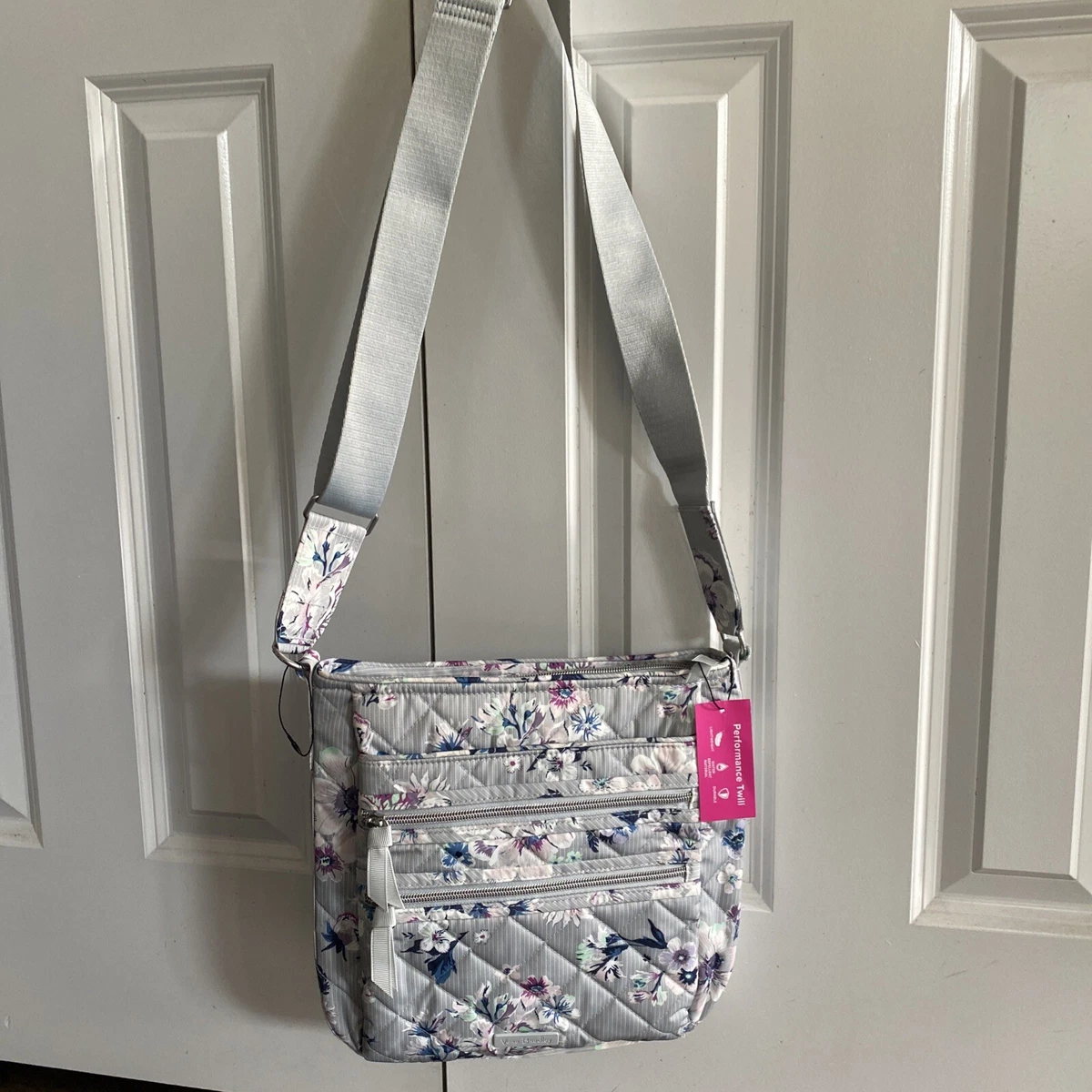 VERA BRADLEY Grey Crossbody Purse - Performance Twill Park Stripe