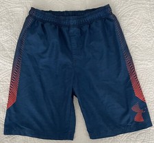 Boy's UNDER ARMOUR Blue w/ Orange Mesh Lined Swim Shorts Trunks L