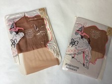 2 PR Vintage FF Seamed Nylon Stockings 9 1/2 31" Neutral