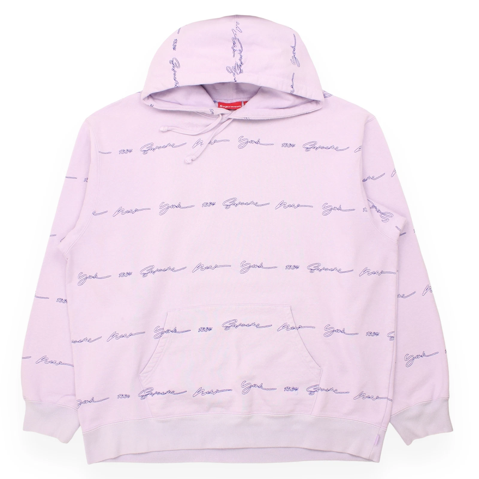 Sweat à capuche Supreme brodé à rayures écritures taille X Large violet