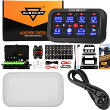 AUXBEAM 8 Gang Switch Panel w/ 47" Extensive Line & Protective Cover For UTV ATV