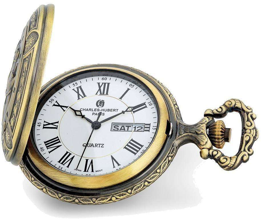 Charles Hubert Antiqued Gold-Finish 2 Horses Pocket Watch | eBay
