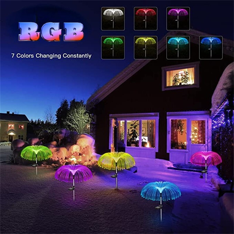 Quallenlampe Garten RGB Farbe Solar Power Starburst Pfahl Outdoor Bunt