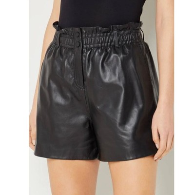 NWOT BA&SH Aglae Lamb Leather Paperbag Shorts Size 36 (US 4)