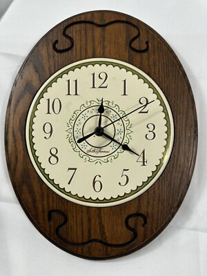 Vintage Seth Thomas Wall Clock Wood & Enamel 