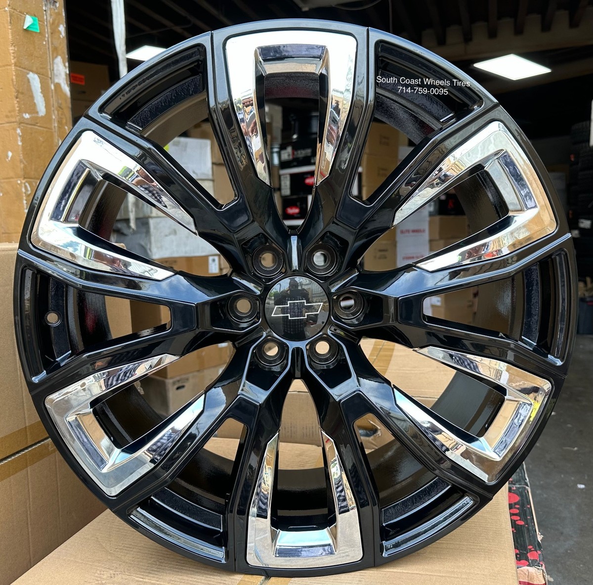 24” FR207 BLACK CHROME WHEELS 295/40R24 TIRES TPMS Yukon Sierra