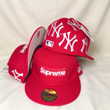 Supreme New York Yankees All Over Red 59FlFTY Fitted Baseball Cap 7 1/4