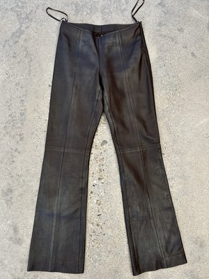 Cache 100% LambLeather Dark Brown Leather Pants Size 0 Petite Aprx 25W x 30L